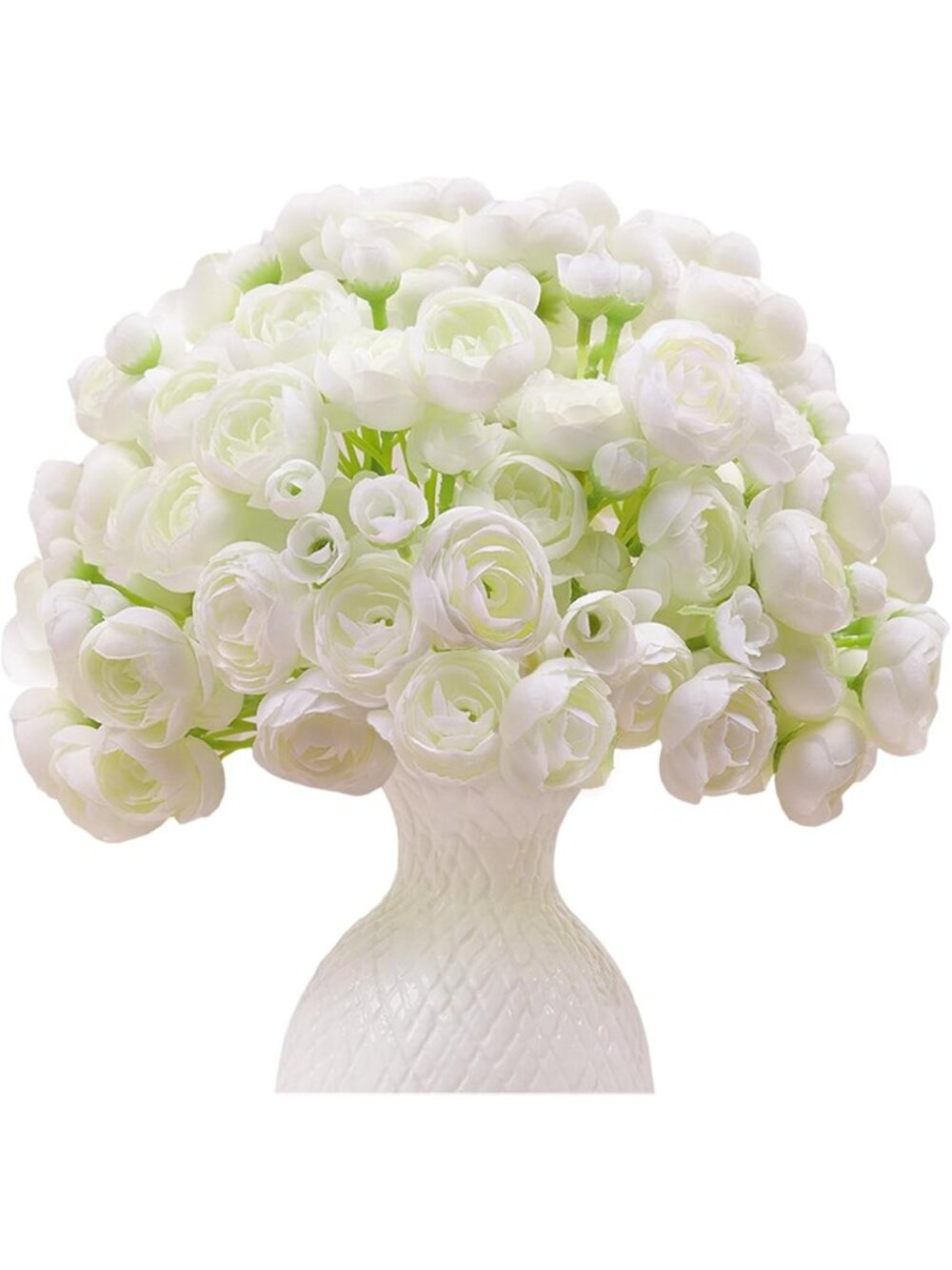 32Pcs Ivory White Ranunculus Flowers - Realistic Artificial Floral Decor for